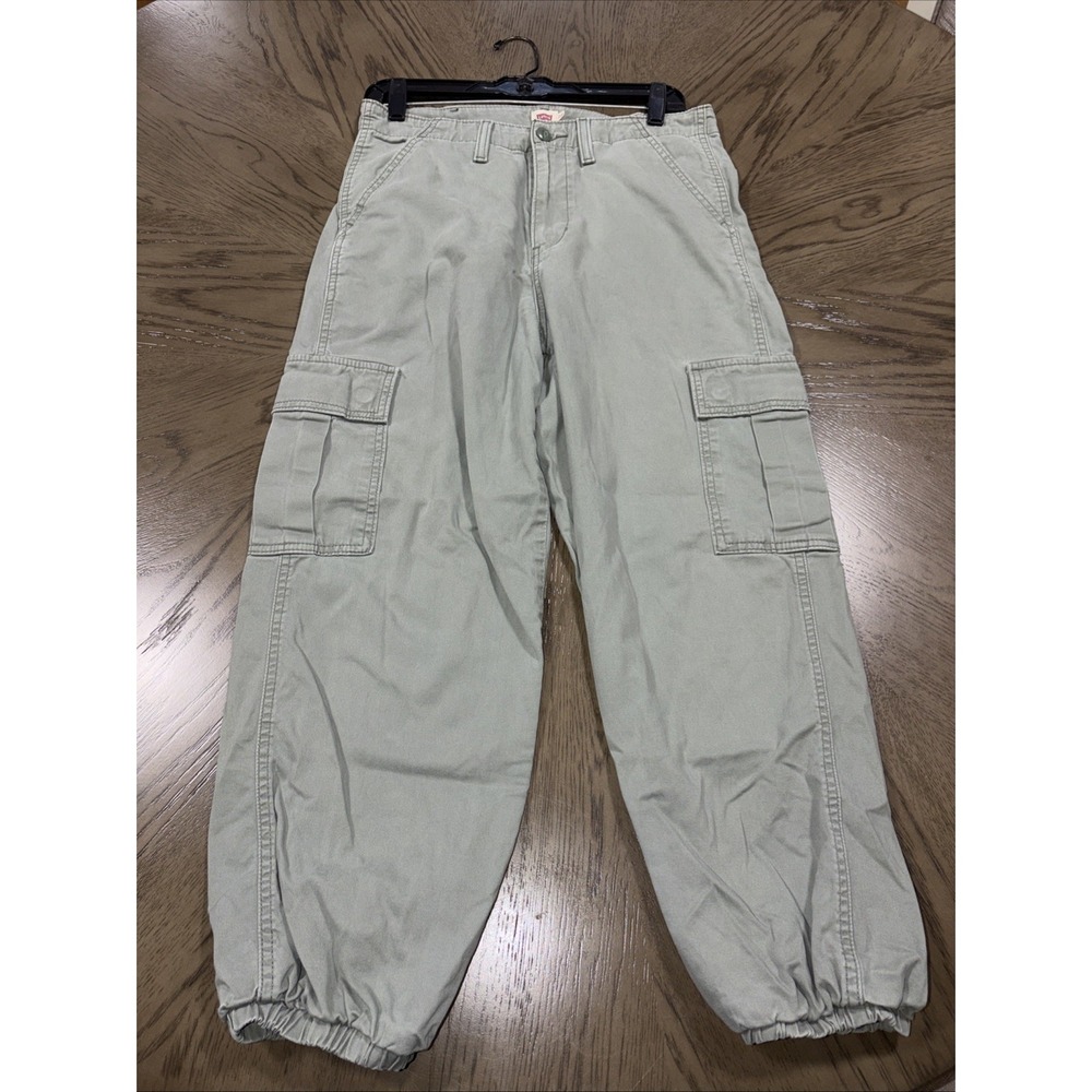 Levi's Cargo Joggers Women's Size 28 Green Stretch Cargo Pockets Elastic Ankles